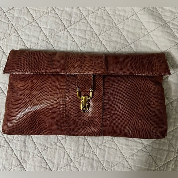 Vintage Ruth Saltz Genuine Lizard Skin With Tags Clutch Magnetic Closure VGUC